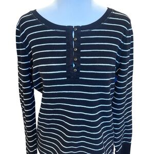 Ralph Lauren Black and White Striped Long Sleeve Top Size XL